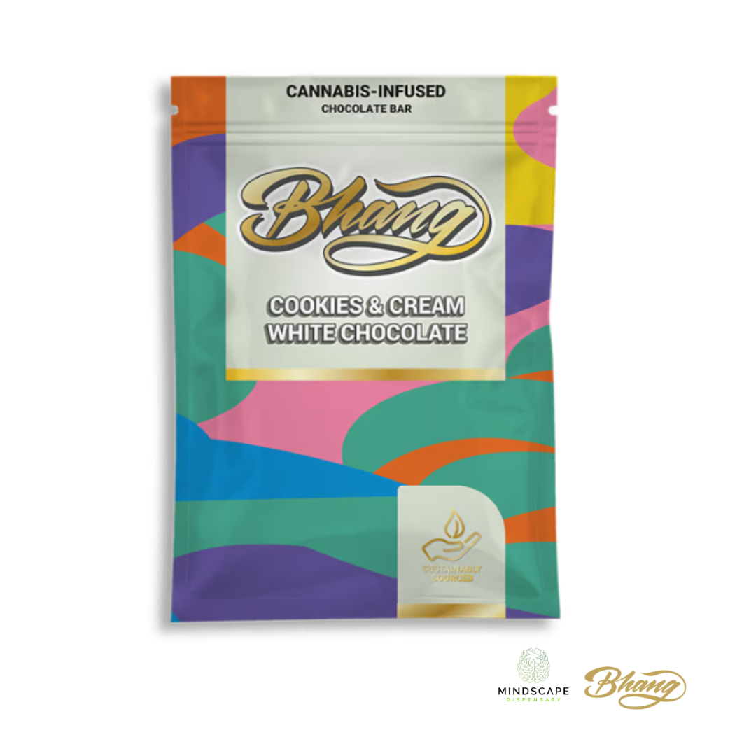 Photograph of product: Bhang Cookies & Cream White Chocolate 100mg