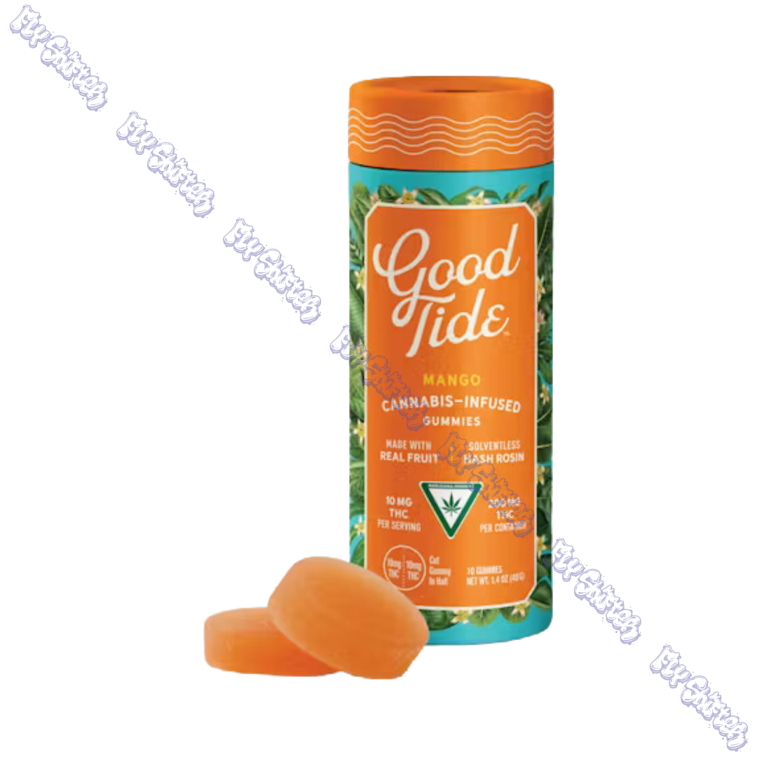 Photograph of product: Good Tide Mango Solventless au chocolat Rosin Gummies 200mg