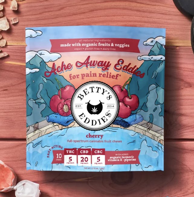 Photograph of product: Betty's Eddies I Cherry 'Ache Away' 10pk 5mg Gummies