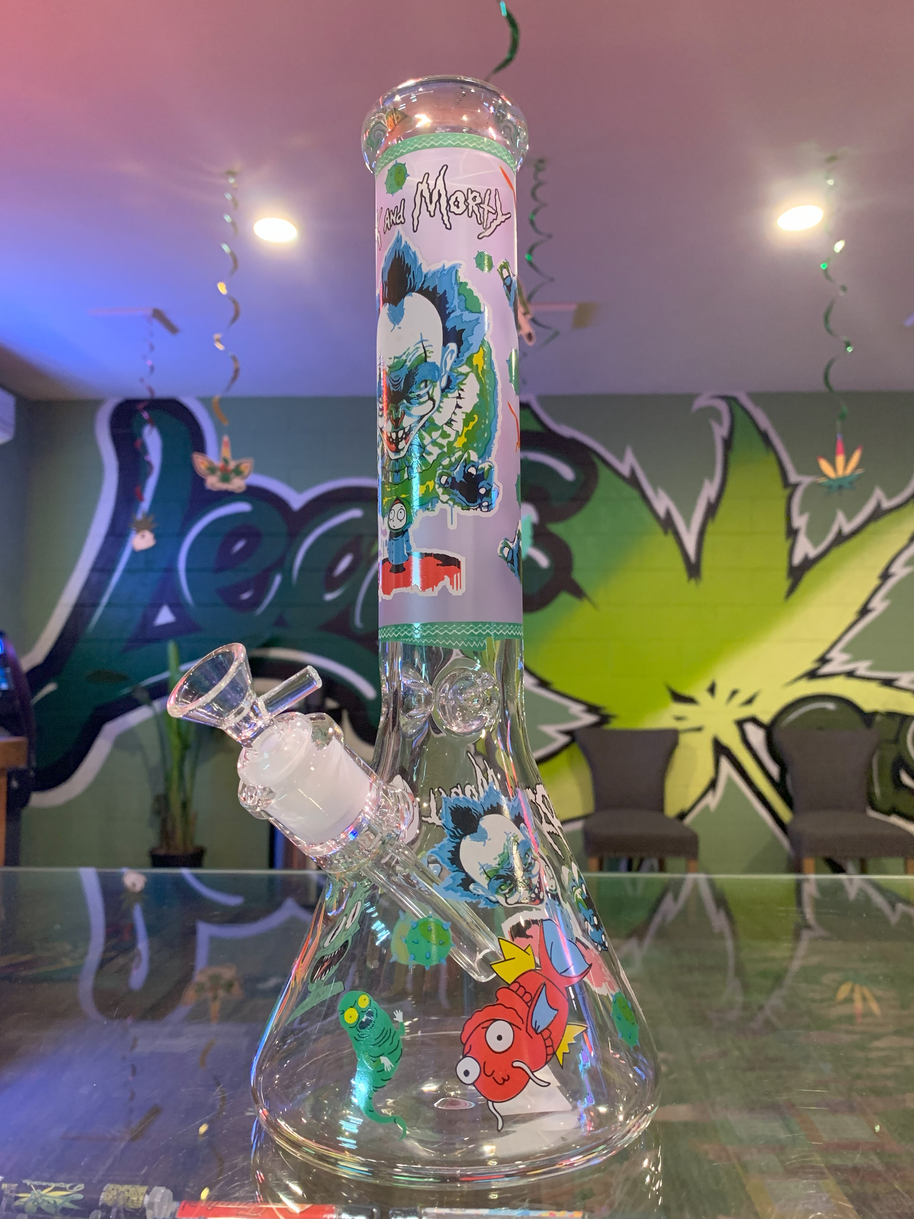 Photograph of product: 13.5" Glass Water Pipe - Rick and Morty - 8450