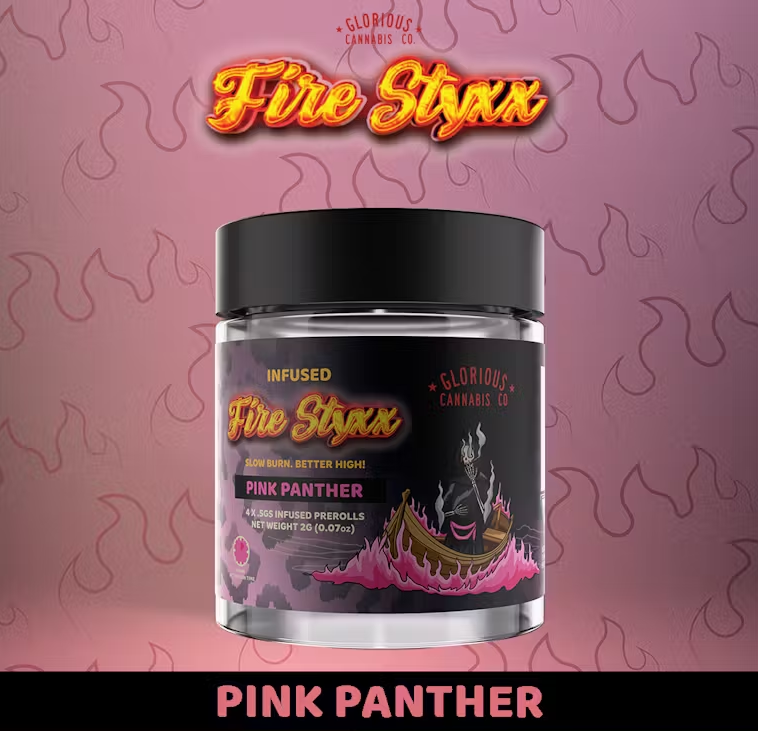Photograph of product: Fire Styxx - Infused Pre-roll 0.5g - 4pk - Pink Panther