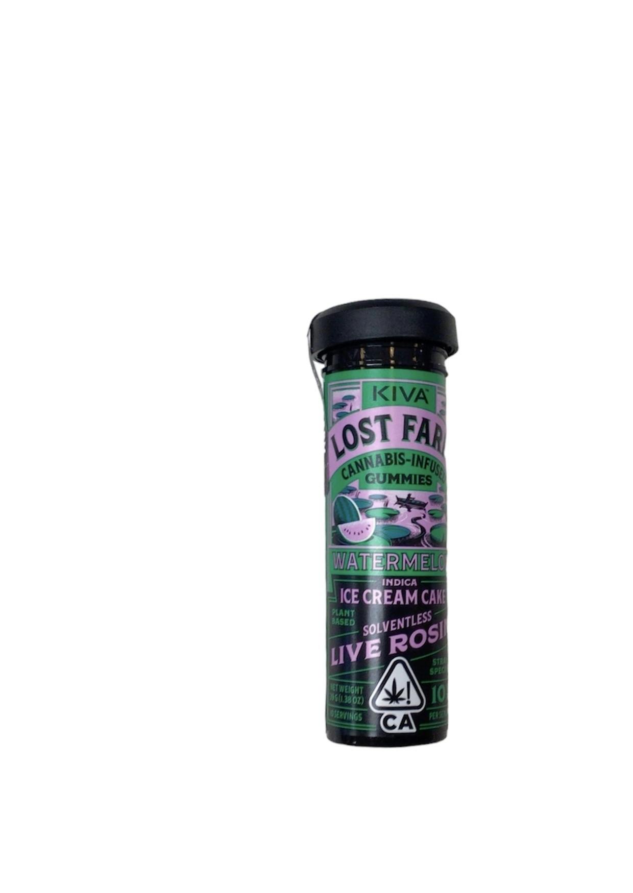 Photograph of product: Kiva- Lost Farm Live Rosin Gummies Watermelon w/ Ice Cream Cake