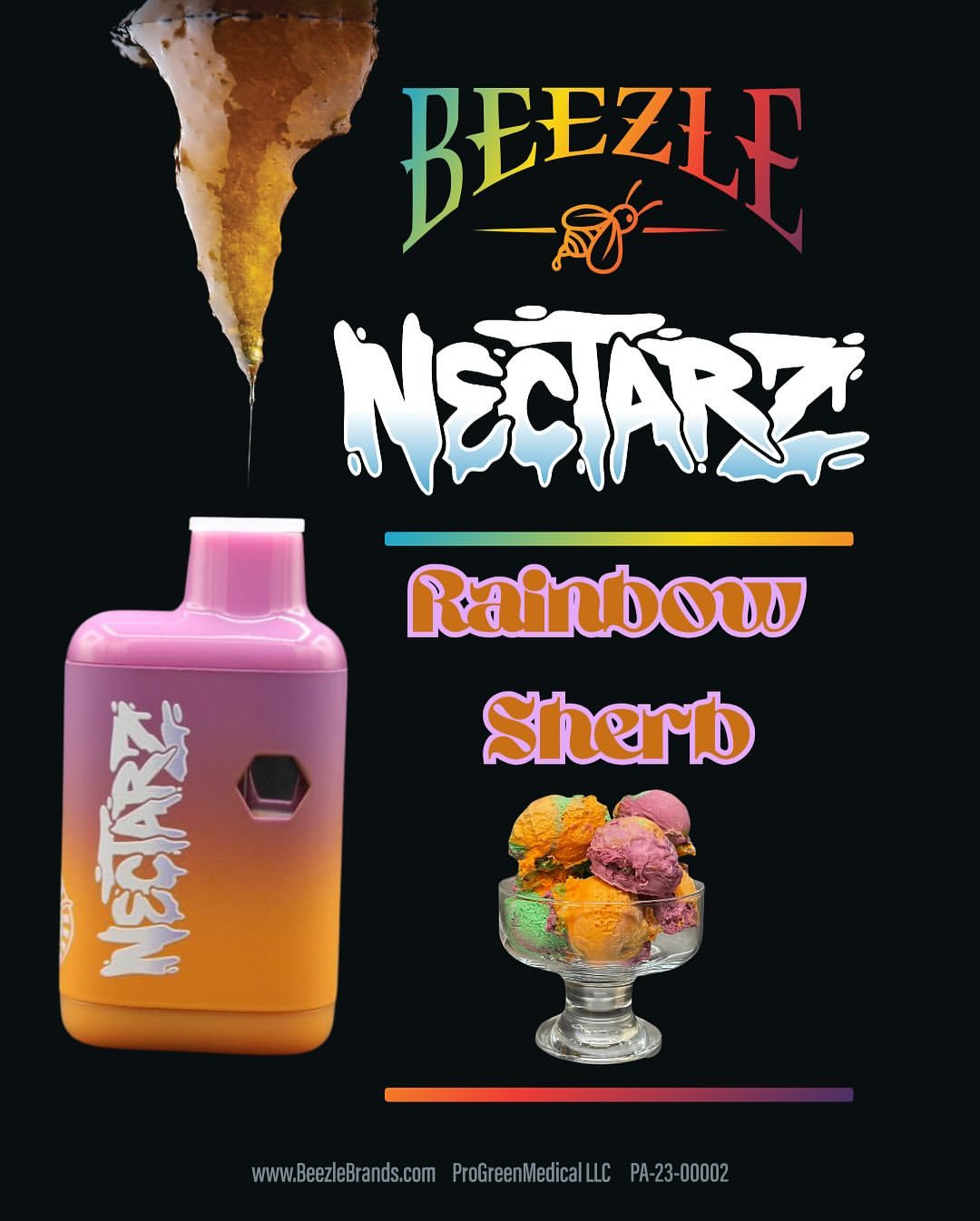 Photograph of product: Beezle Nectarz Rainbow Sherb Disposable Pen
