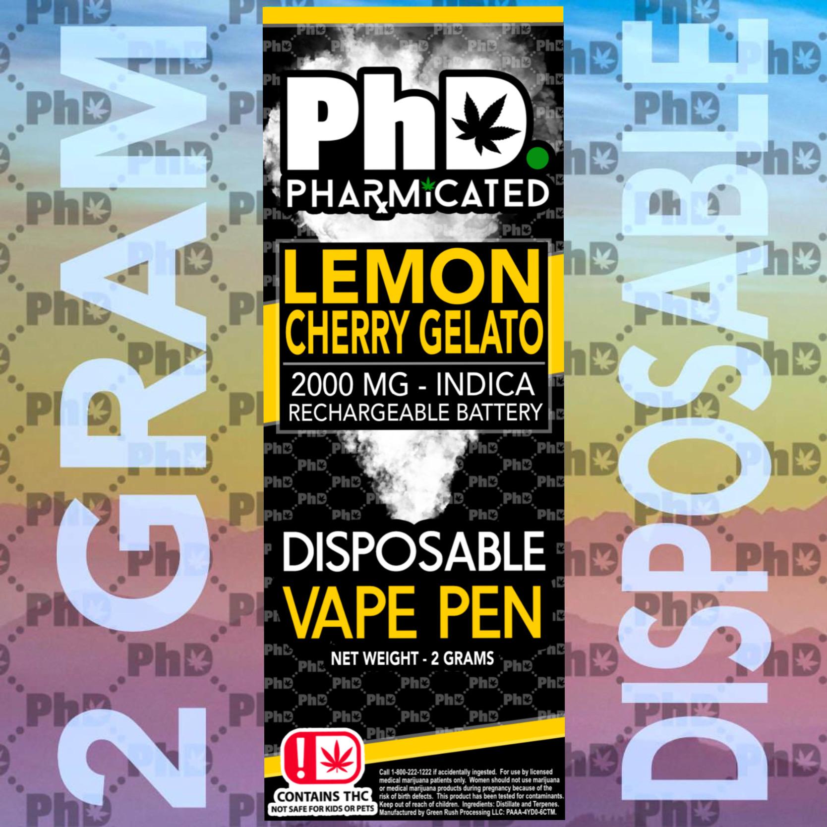 Photograph of Product: Pharmicated- Disposable Vape-Lemon Cherry Gelato