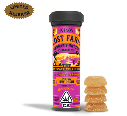 Photograph of product: Lost Farm | Papaya Peach Hindu Kush Live Resin Gummies  | 100mg