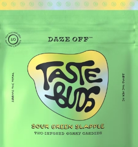 Photograph of product: Taste Buds Sour Green Slapple (H) Gummies 10mg 10pk