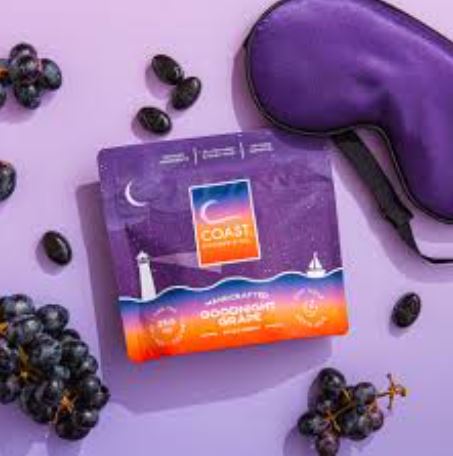 Photograph of product: COAST - Goodnight Grape 25:5 CBN:TH-oui Deep Sleep Gummies (5mg/100mg)