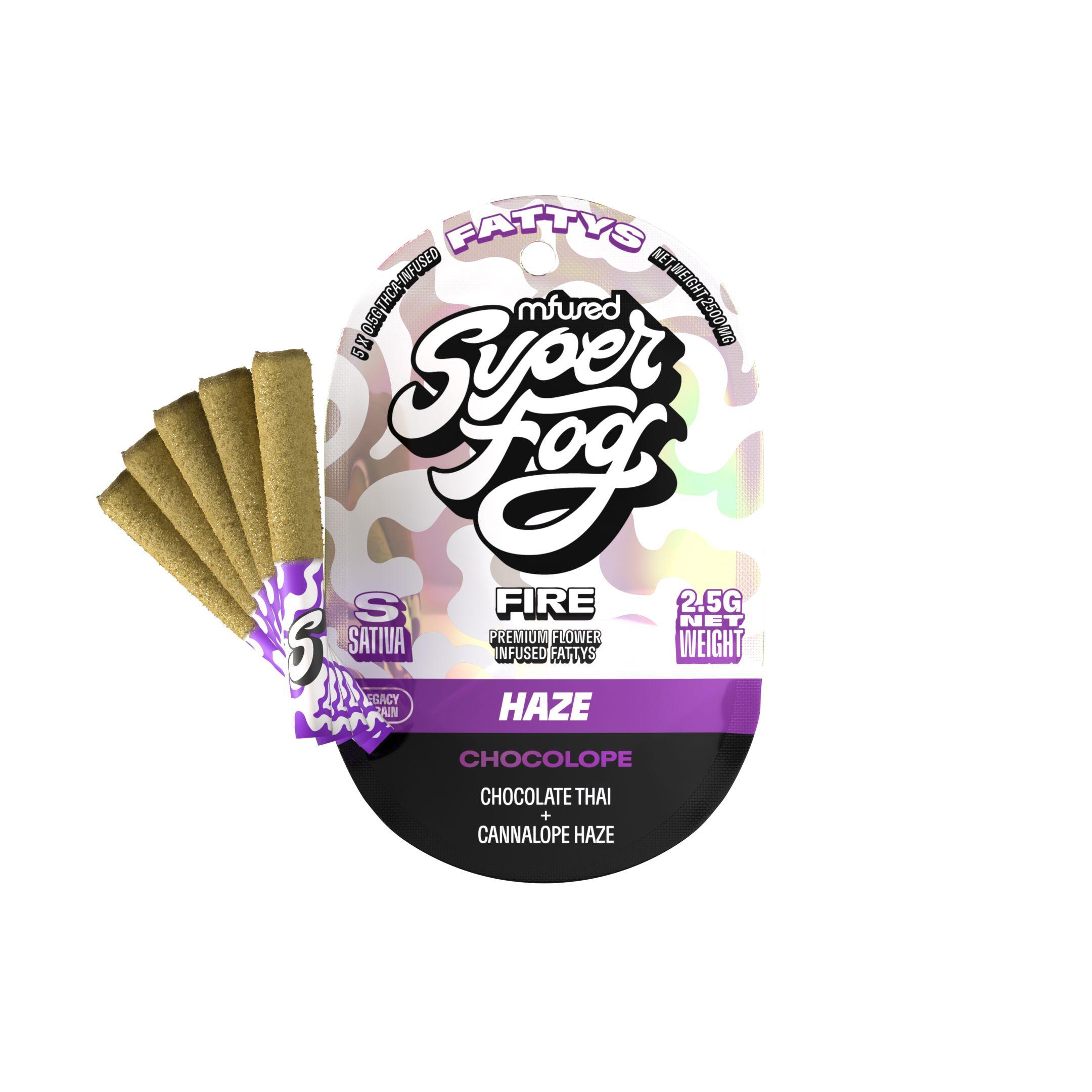 Photograph of product: MFUSED - FIRE FATTYS - PREROLL INFUSED - 0.5G - 5PK - GRANDDADDY PURPLE - Oui'd