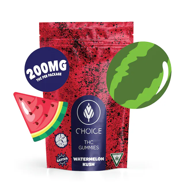 Photograph of product: CHOICE | Edible | Gummies | Watermelon Kush | 200mg
