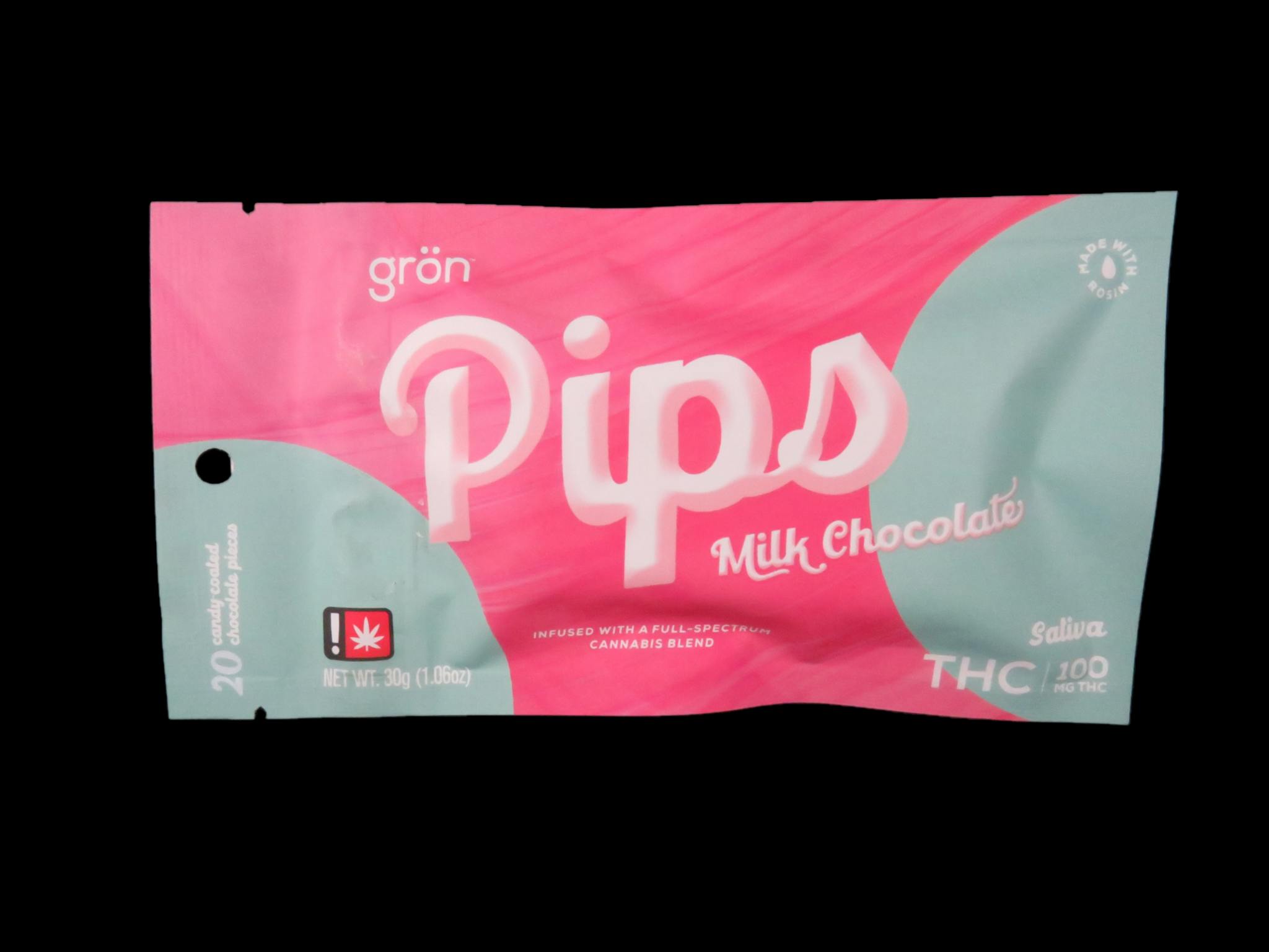 Photograph of Product: Gron - 100mg THC pips - Milk Chocolate