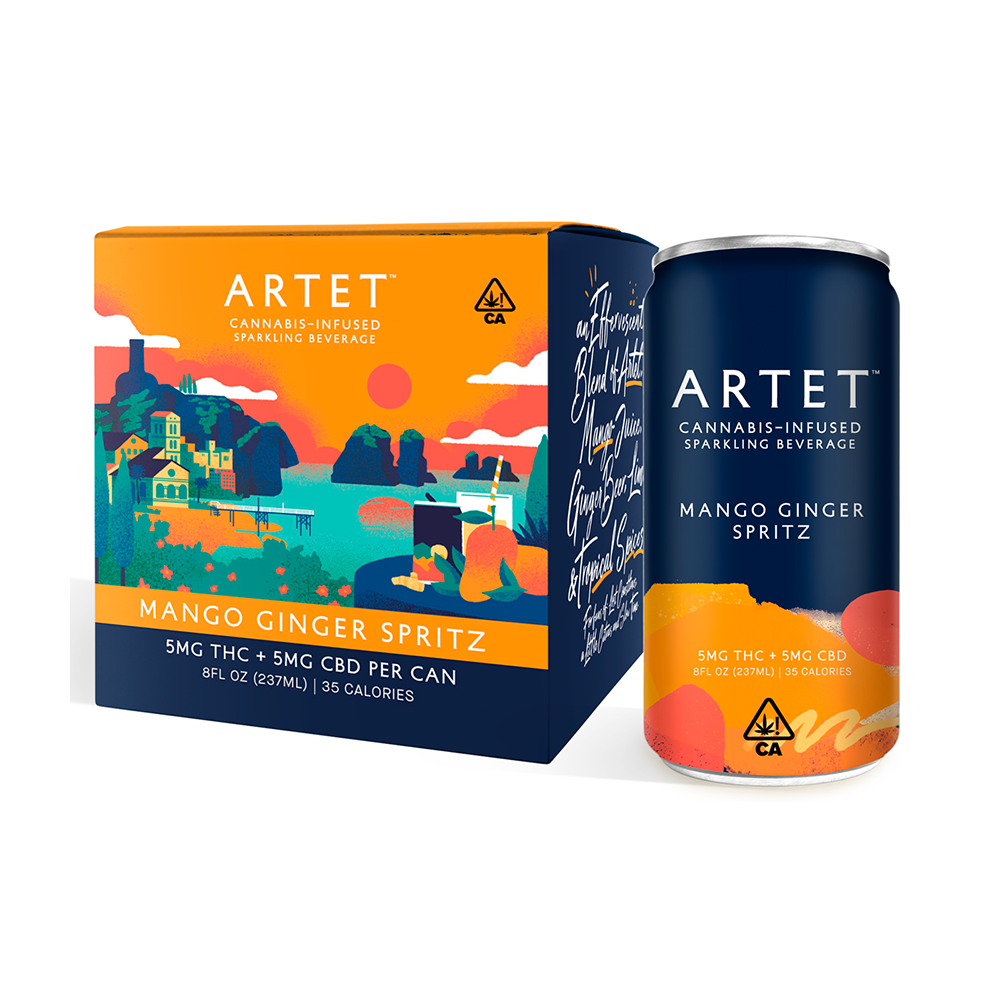 Photograph of product: ARTET Drink 100mg: Mango Ginger Spritz 8oz 4pk