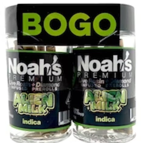 Photograph of product: ALIEN MILK BOGO LIVE ROSIN DIAMOND INFUSED 5PK PREROLLS | Oui'd