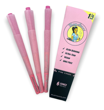 Photograph of product: Blazy Susan  Pink Pre-Rolled Cones - 1 1/4" - 6pk