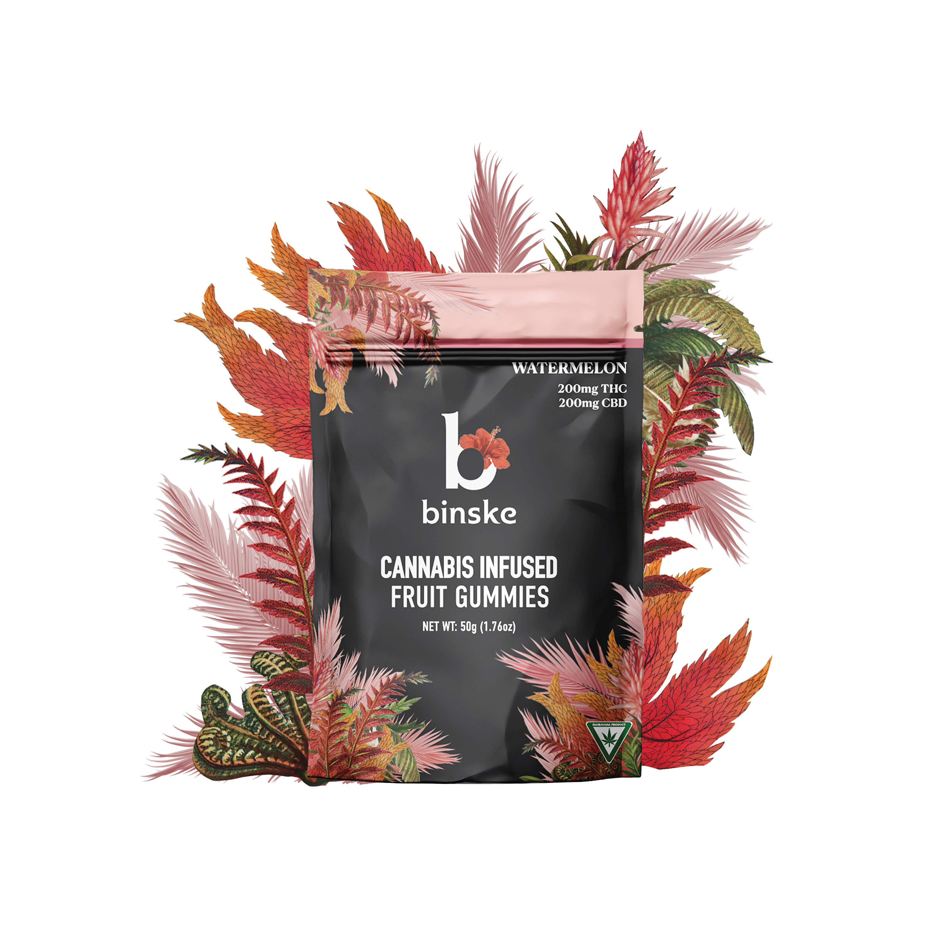 Photograph of product: BINSKE | Edible | Gummies | Watermelon | TH-oui:CBD | 200mg