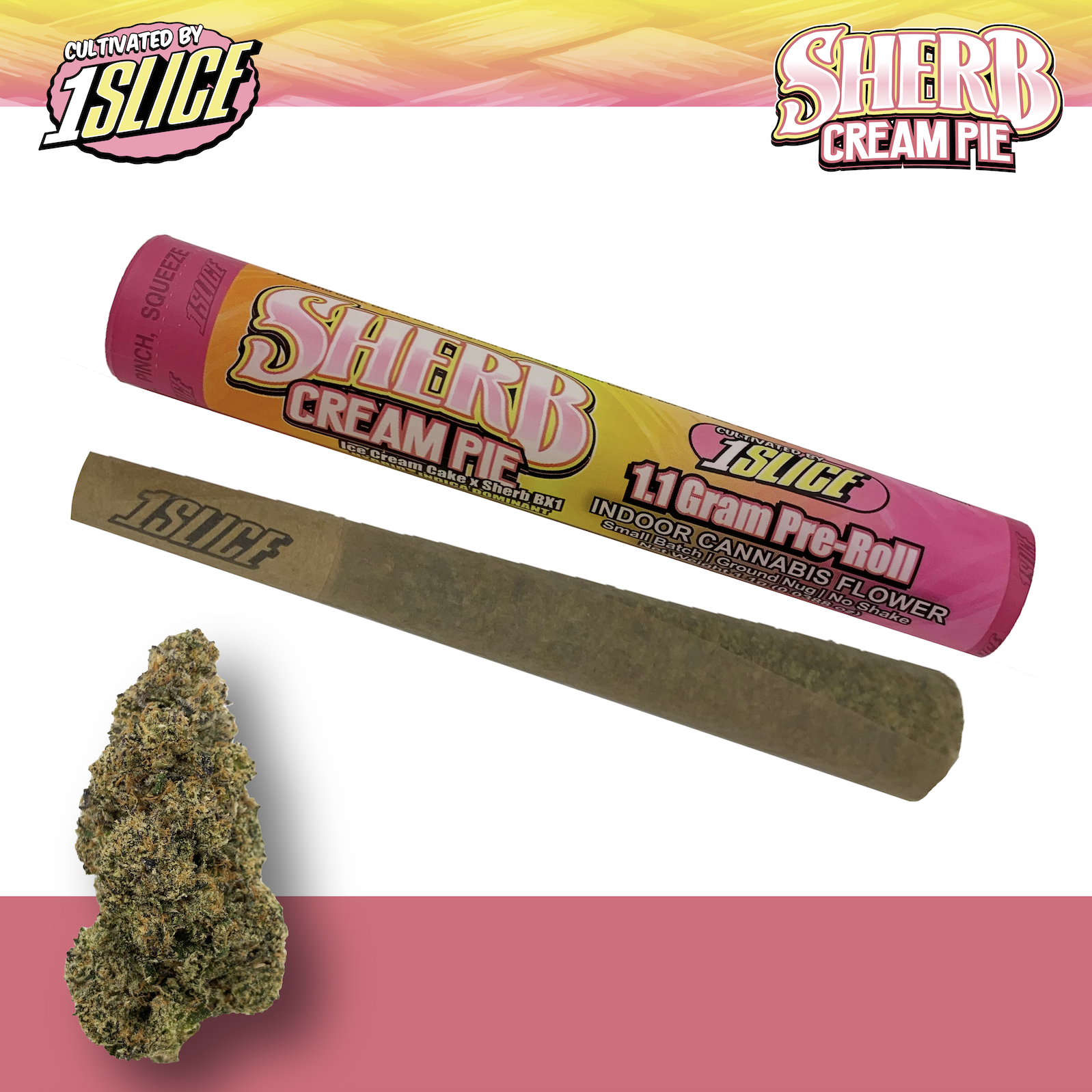 Photograph of product: 1Slice | 1.1g Pre-Roll | Sherb Cream Pie