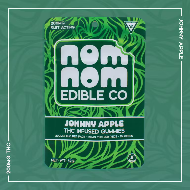 Photograph of product: Gummies - Nom Nom - (200mg) - Johnny Apple - (Hybrid)