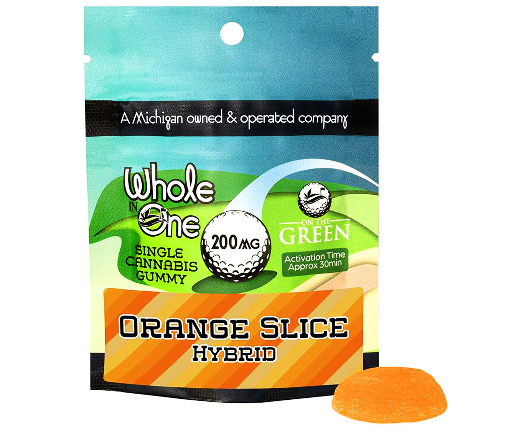 Photograph of product: On The Green - Orange Slice Single Gummy - 200mg