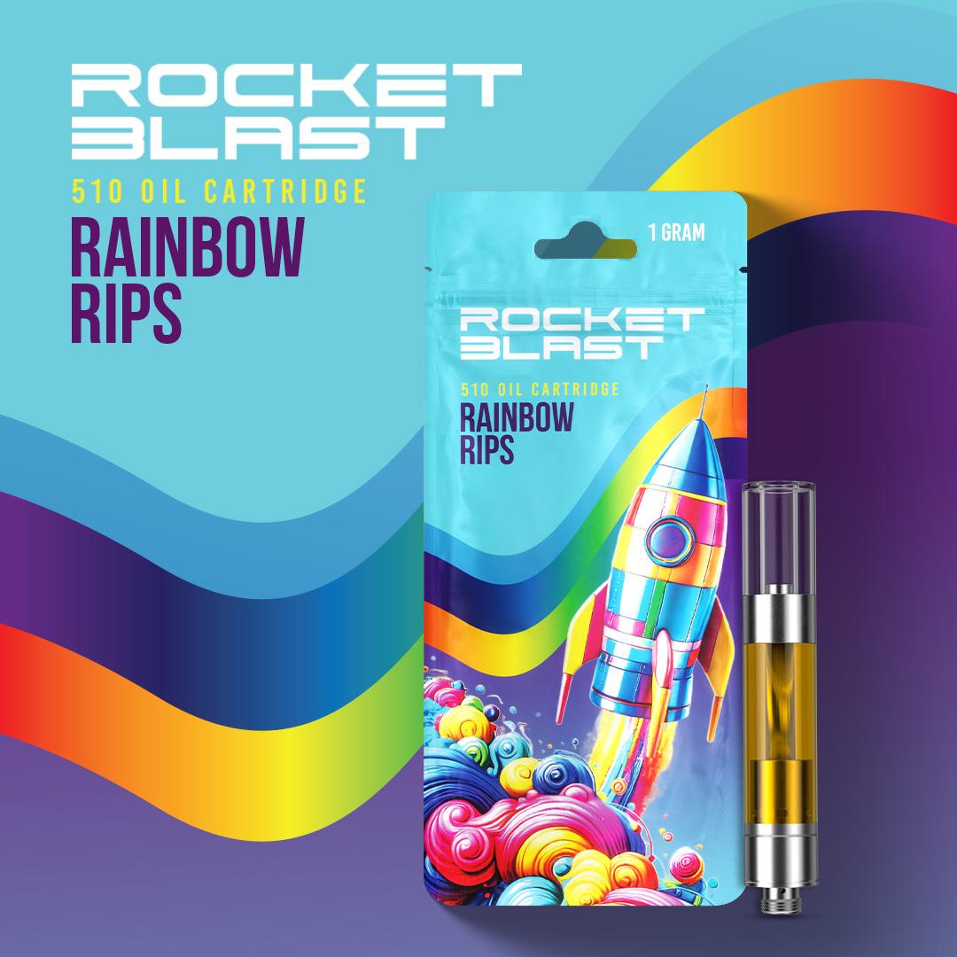 Photograph of product: Rocket Blast - 1g Cart - Rainbow Rips