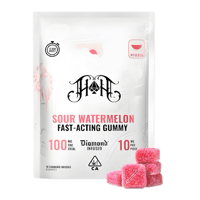 Photograph of product: Sour Watermelon Gummies 100mg - 