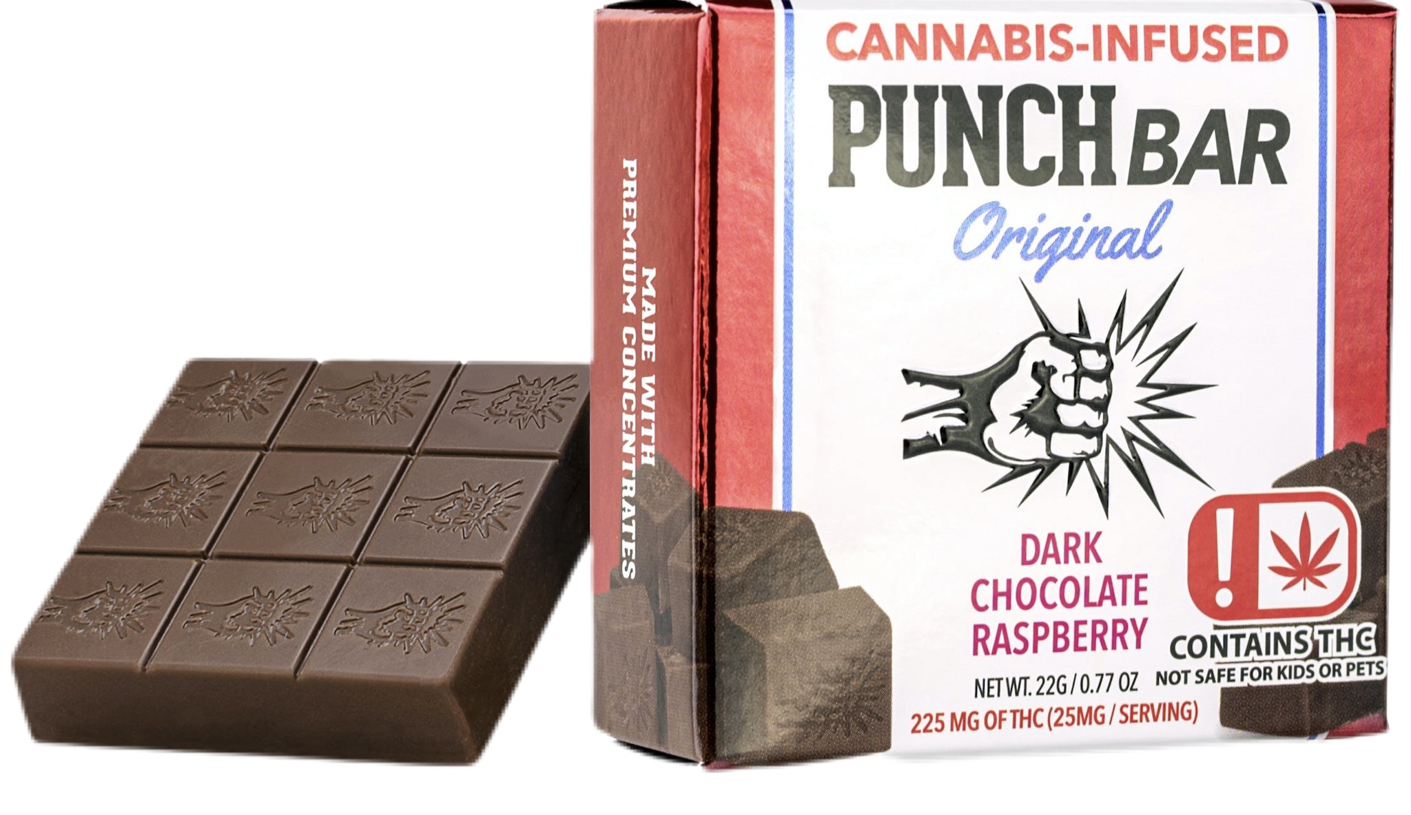 Photograph of product: DARK CHOCOLATE RASPBERRY | SOLVENTLESS | PUNCHBAR | 100MG