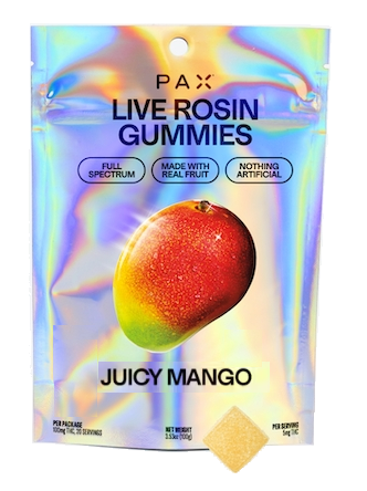 Photograph of product: PAX Juicy Mango Live Rosin Gummies 100mg