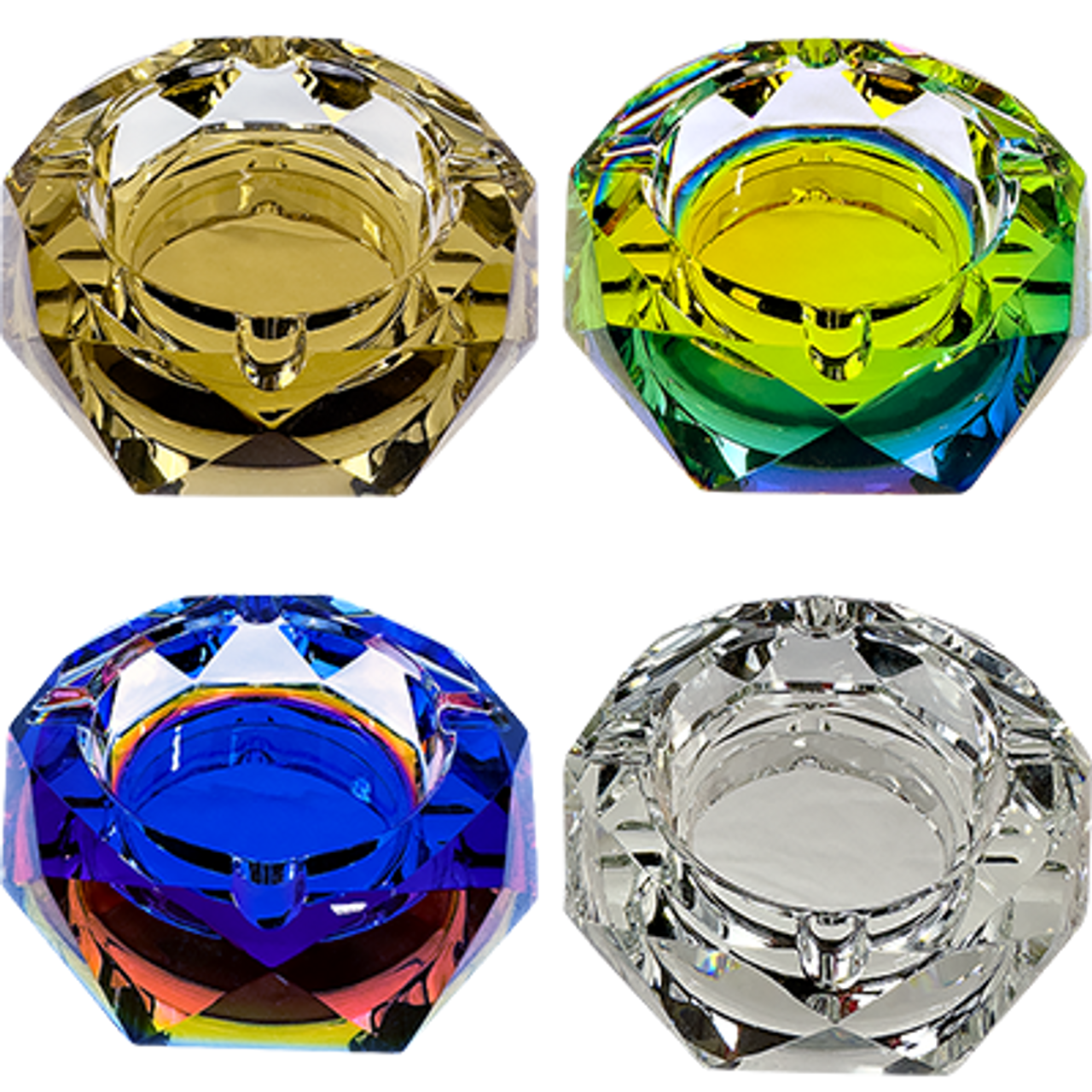 Photograph of product: 4" Octagon Iridized Glass Ashtray