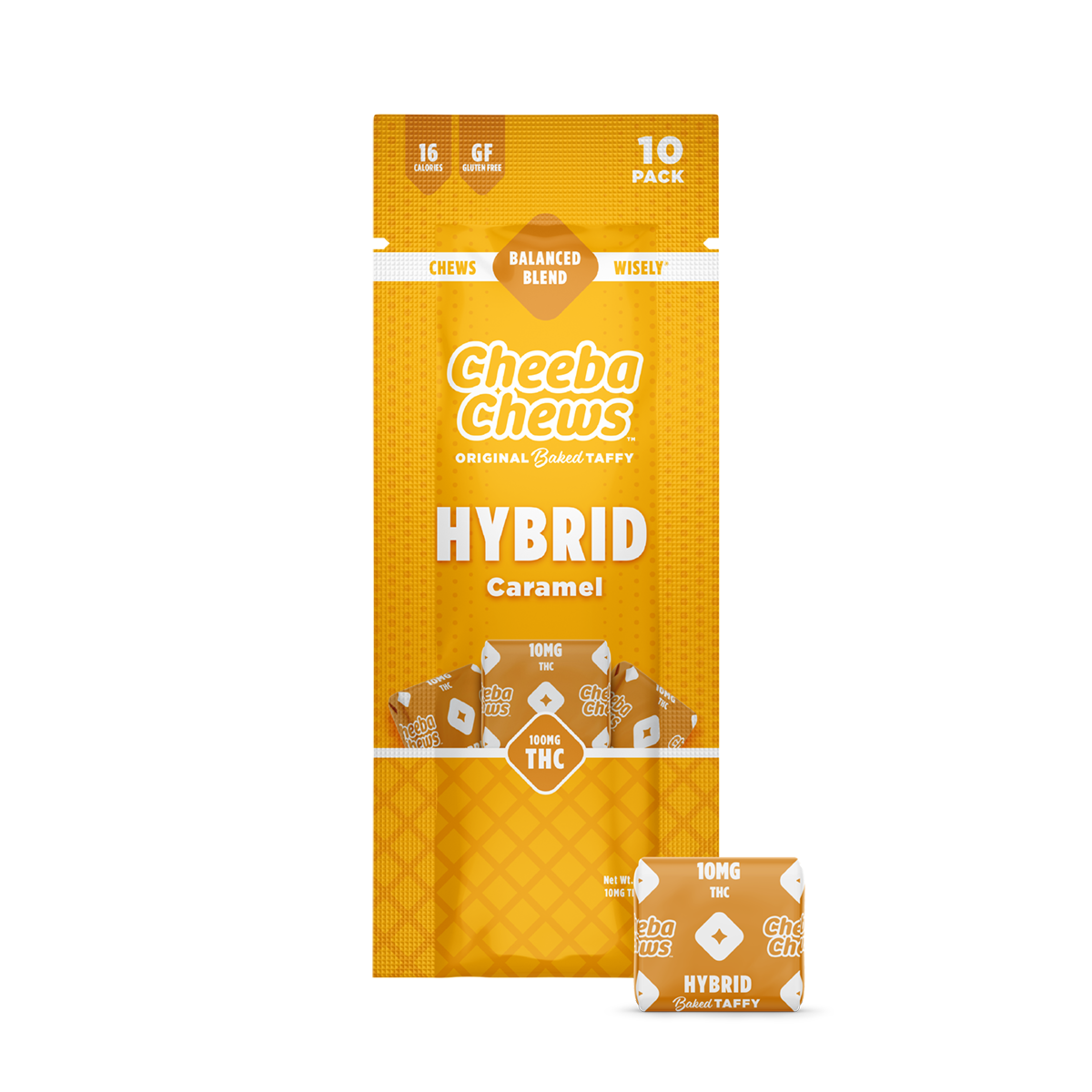 Photograph of product: Cheeba Chews | Caramel | Original Baked Taffy | 10 Pack | 100Mg | Hybrid