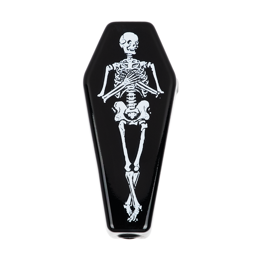 Photograph of product: SKELLY'S COFFIN | GLASS HAND PIPE | 3.75"