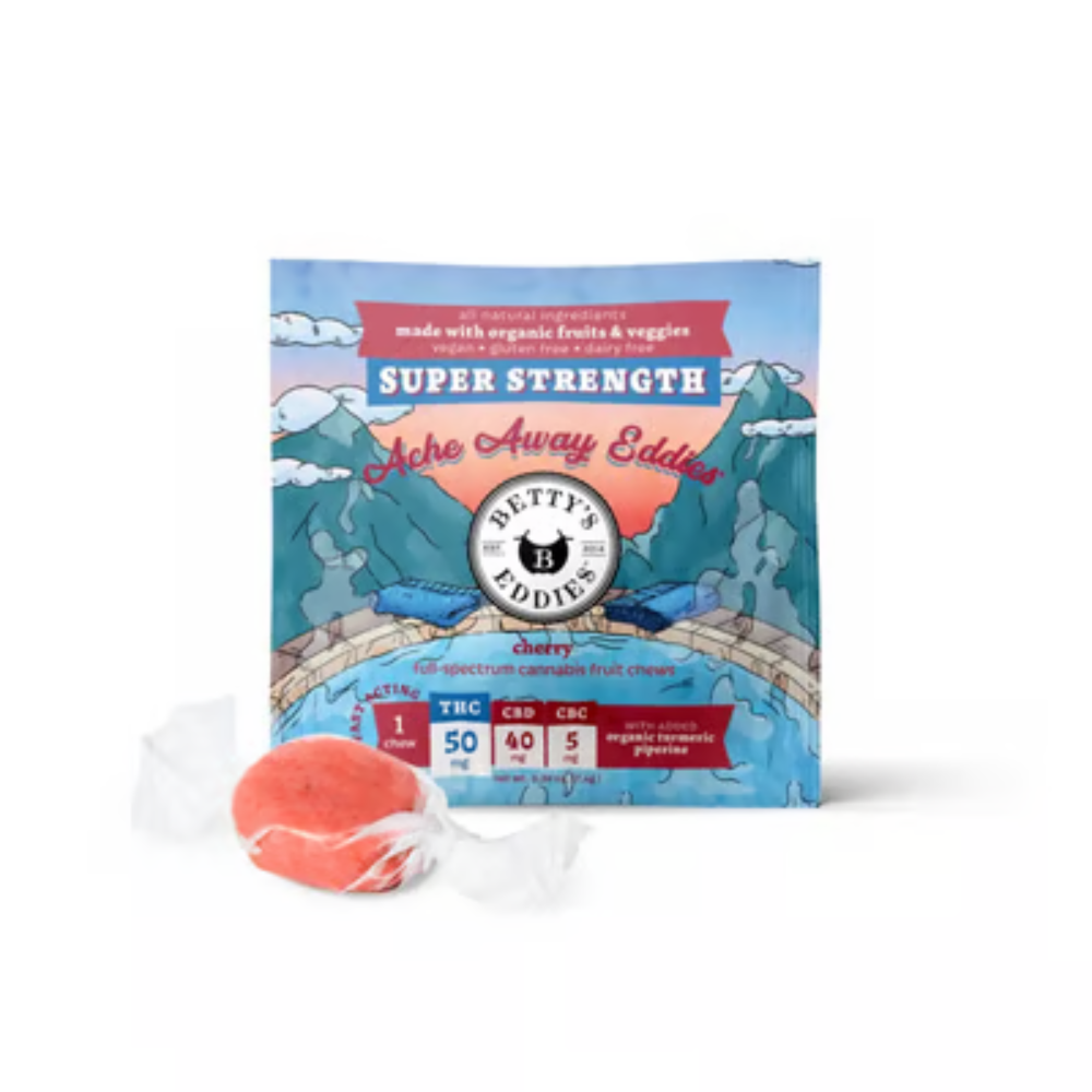 Photograph of product: Betty's Eddies | Cherry Fruit Chew TH-oui:CBD:CBC 1pk | 50mg