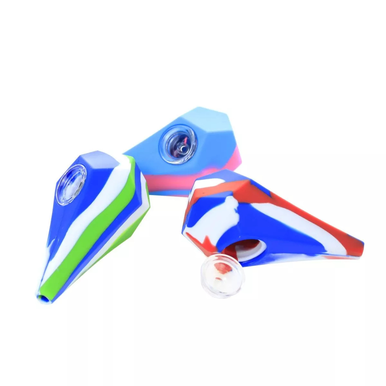 Photograph of product: Silicone Pipe | Diamond Shape w/ Glass Bowl