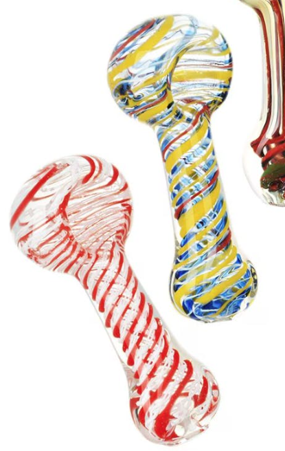 Photograph of product: COLOR STRIPE CLEAR GLASS HAND PIPE | 2.75 | COLORS VARY