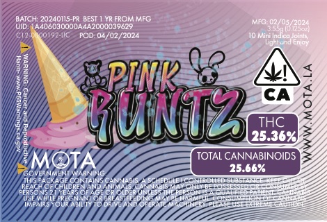 Photograph of product: Mota Flwr Tin Pack Pink Runtz