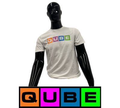 Photograph of product: Qube | White Shirt | Color Logo | Small