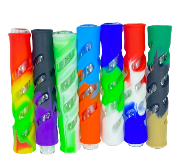 Photograph of product: 3.5" OG Glass Chillum w/Silicone Cover | Assorted Colors
