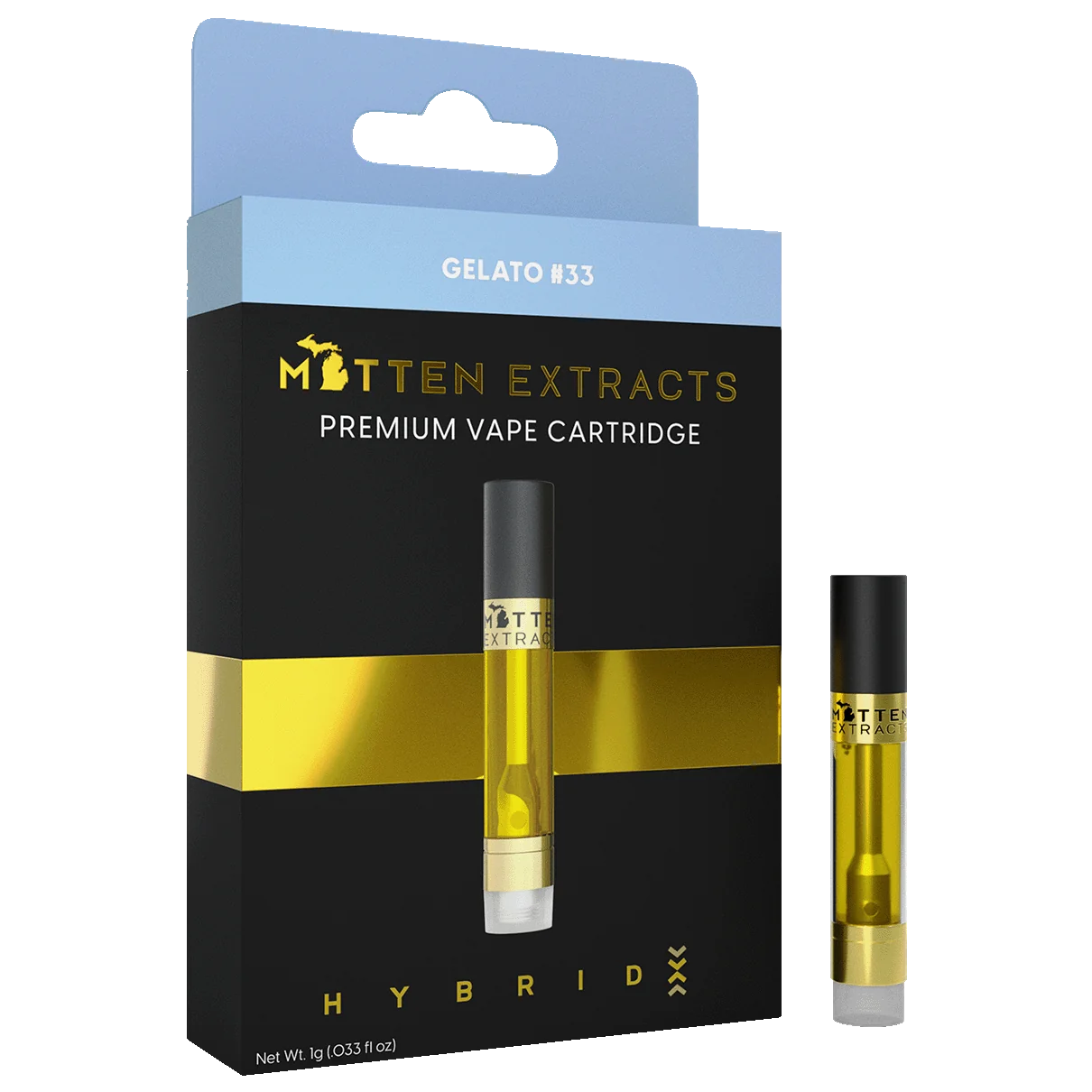 Photograph of product: Mitten Extracts Gelato #33 Cartridge Rec