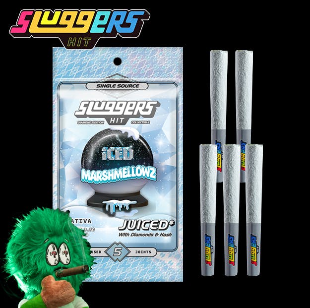 Photograph of product: Sluggers - Iced Marshmellowz - Diamond Edition - Infused Pre-Rolls (5 Pack) - 3.5g - 5 Pack