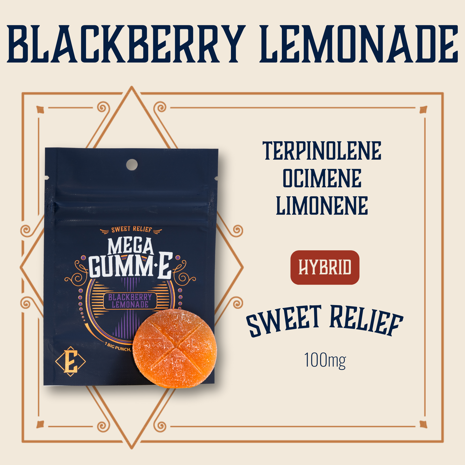 Photograph of Product: Blackberry Lemonade | Sweet Relief | Mega GummE 100mg (1ct)