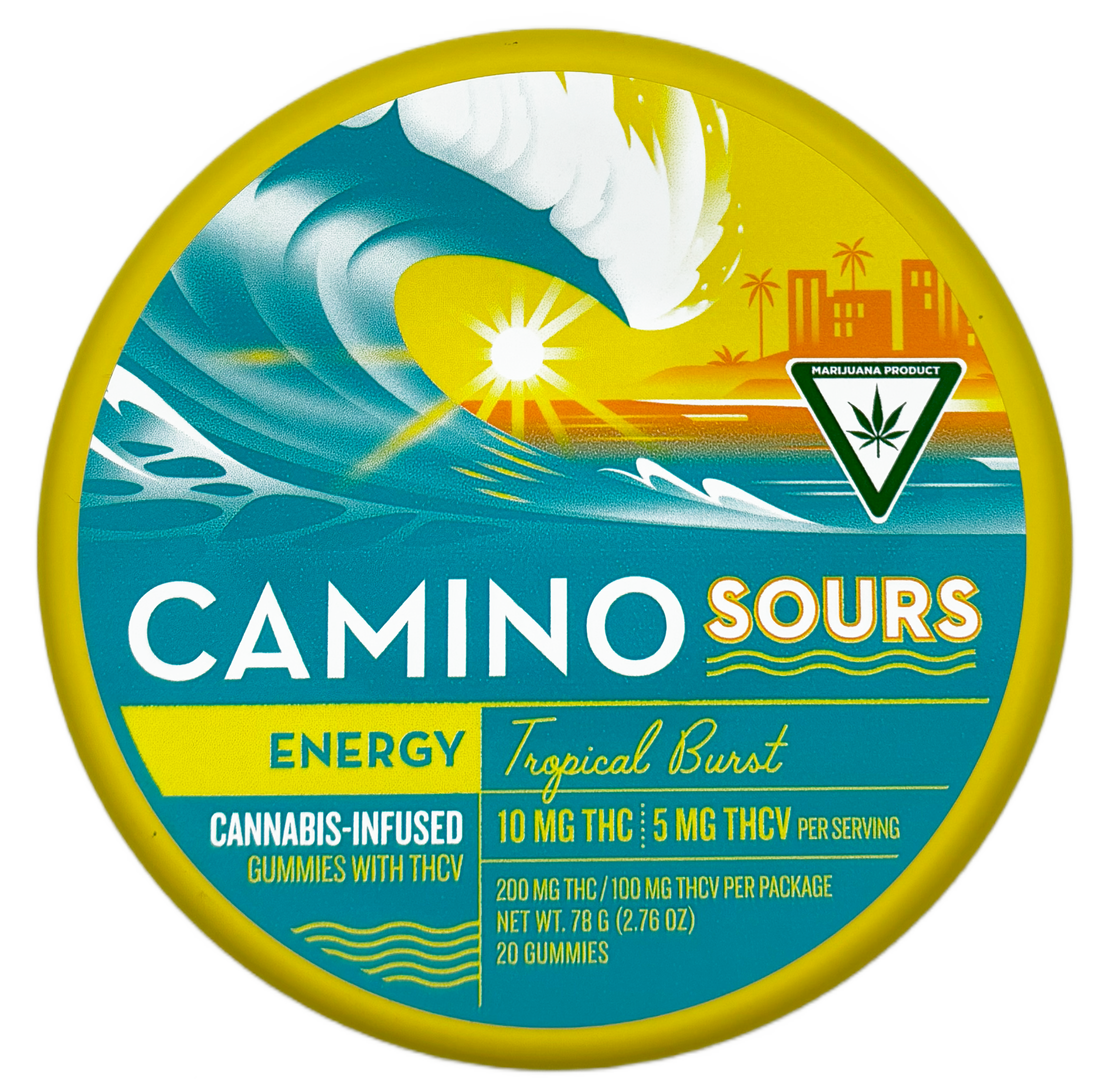 Photograph of product: Camino | Tropical Burst Sours | Gummy Edible | 200mg THC/100mg THCv