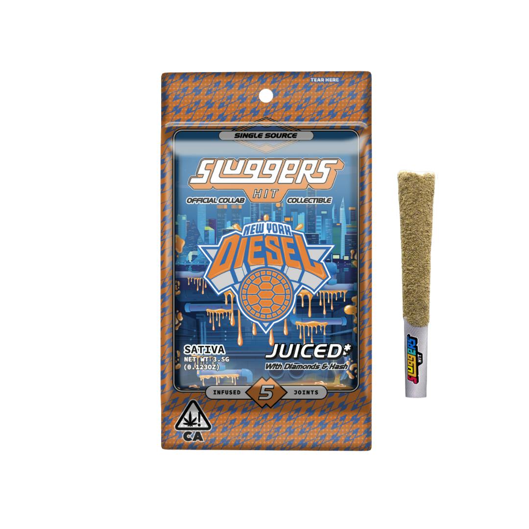 Photograph of product: Sluggers | New York Diesel Infused Pre-Rolls (5 Pack) | 3.5g