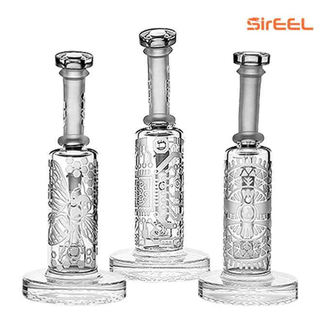 Photograph of product: SirEEL | Bong | 8" Etched Clear | Assorted Designs