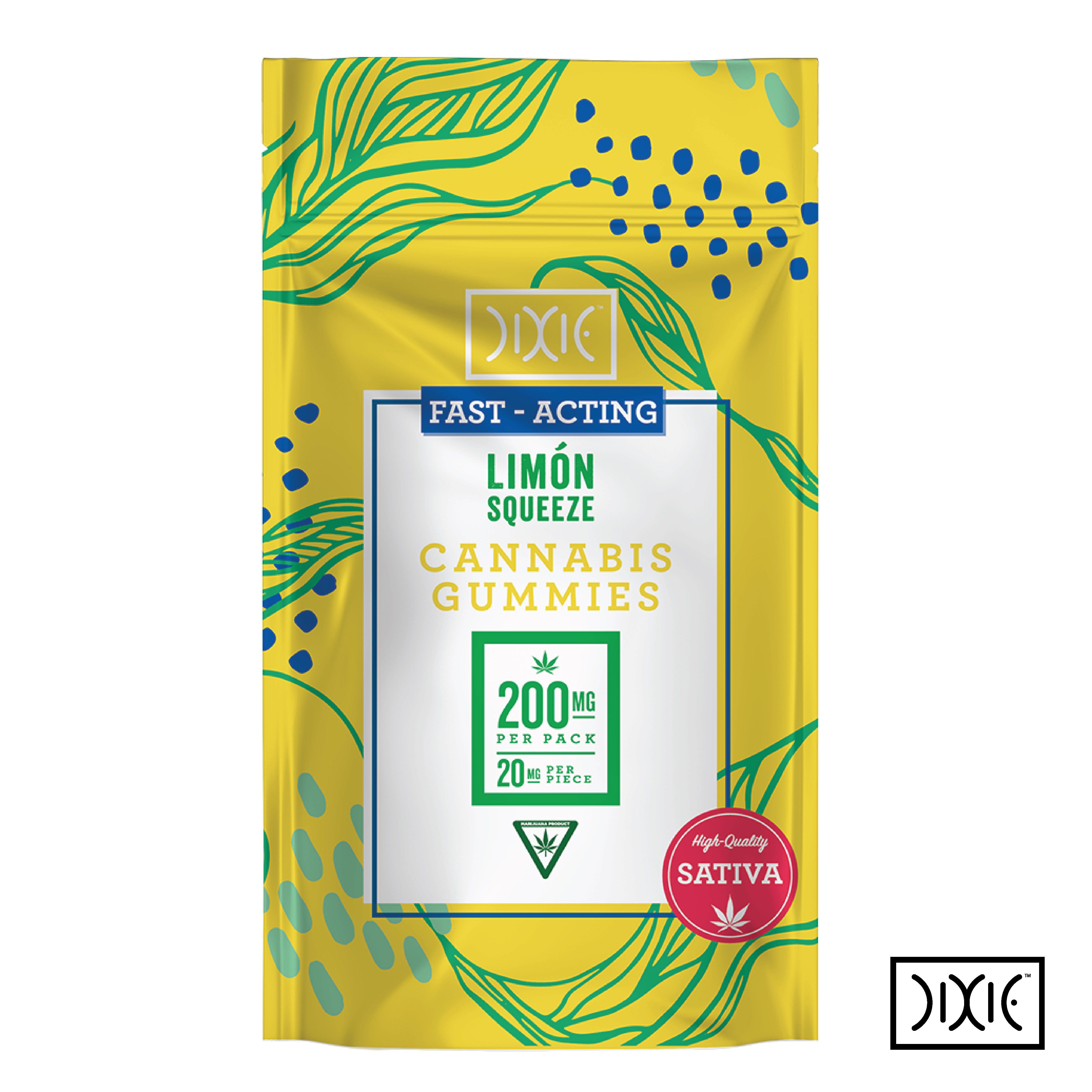 Photograph of product: Dixie | 200mg Gummies | Fast Acting Limon Squeeze