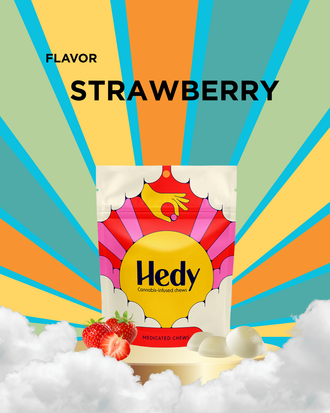 Photograph of product: Hedy Simply Chews 100mg - RSO - Strawberry - 10 Ct