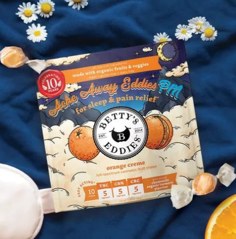 Photograph of product: Chews | Ache Away Orange Creme | 50 mg | 10pk | Betty's Eddies