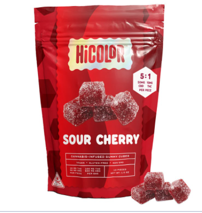 Photograph of product: Sour Cherry 5:1 10mg (10ct) - HiColor Gummies