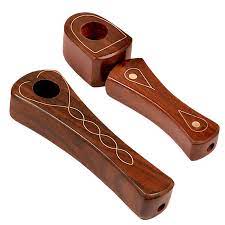 Photograph of product: Brass Inlaid Wood Spoon Pipe
