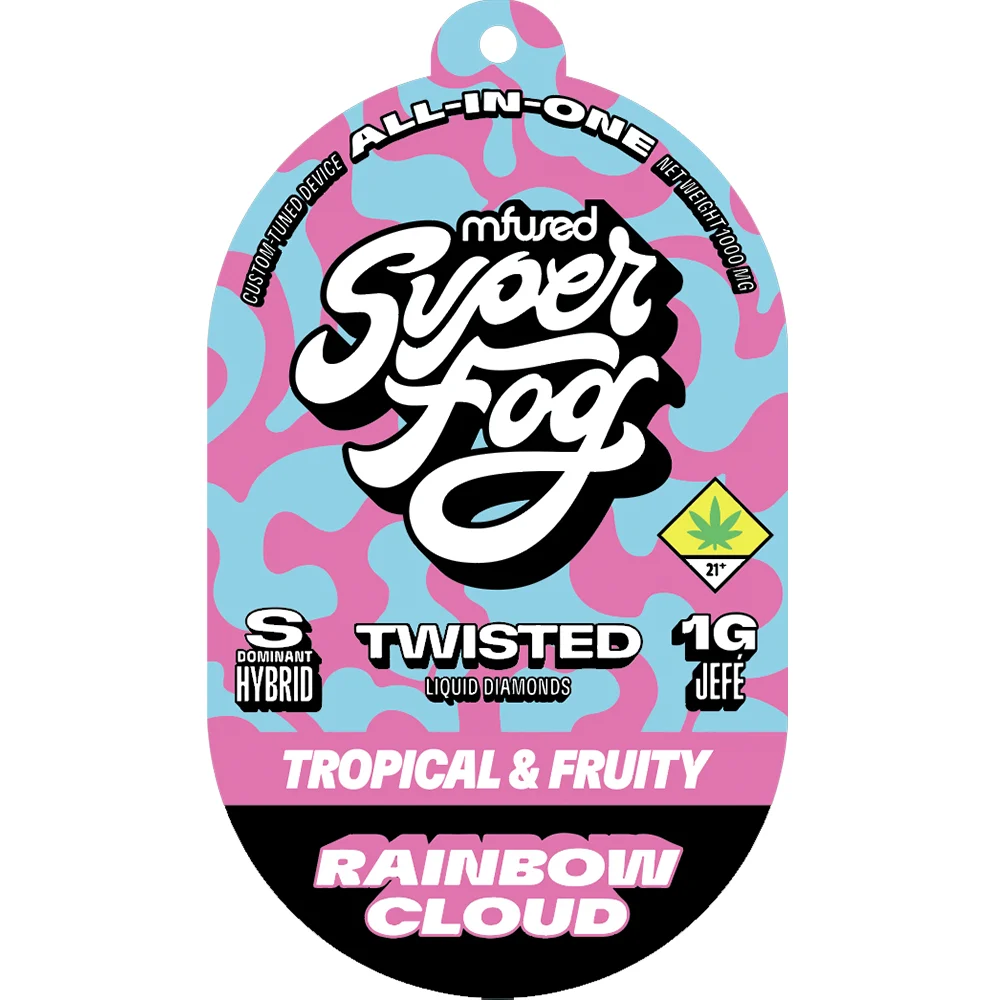 Photograph of product: Mfused Twisted Superfog VAPE Rainbow Cloud Disp 1g