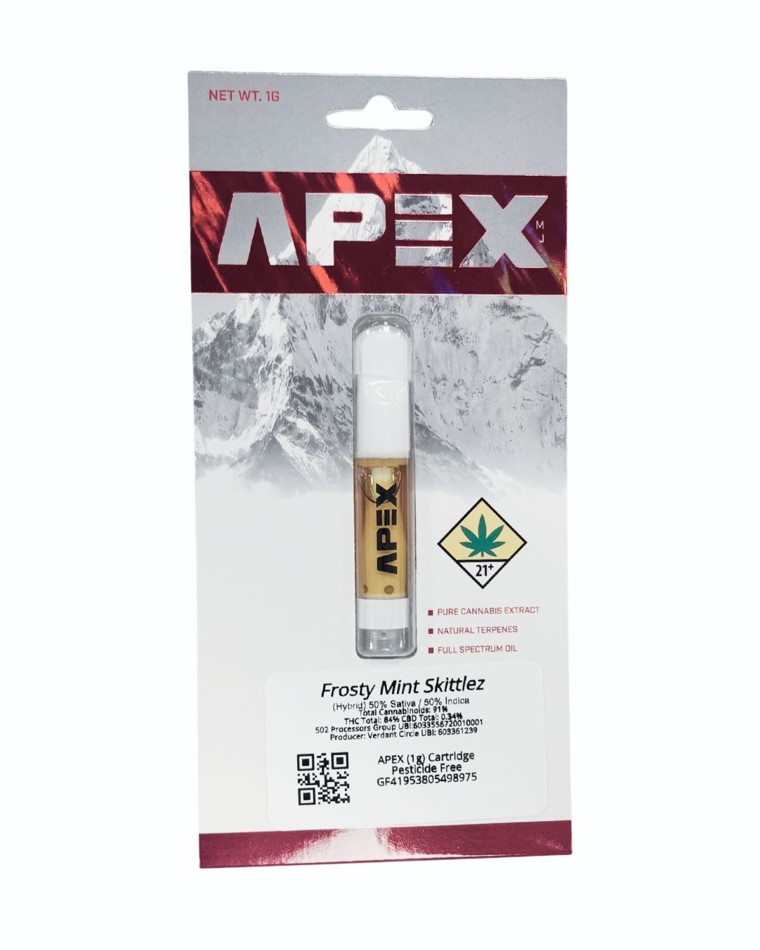 Photograph of product: Frosty Mint Skittlez Distillate Cartridge (Apex)