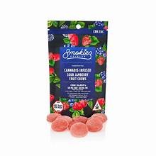 Photograph of product: Smokiez | Gummies | Sour Jamberry | 1:1 CBN TH-oui | 100mg