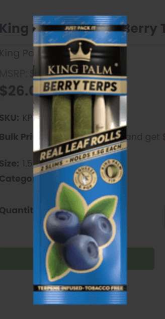 Photograph of product: King Palm Mini - Pre-Rolled Cone - Berry Terps  2 Pack