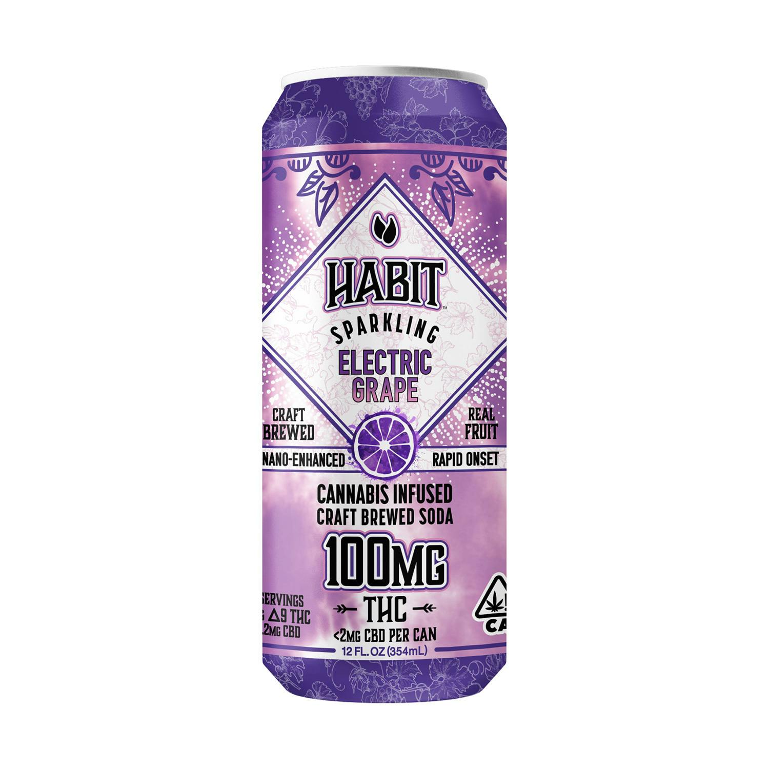 Photograph of product: Habit Sparkling Electric Grape Beverage, 100mg